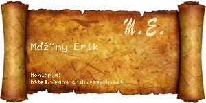 Mány Erik névjegykártya
